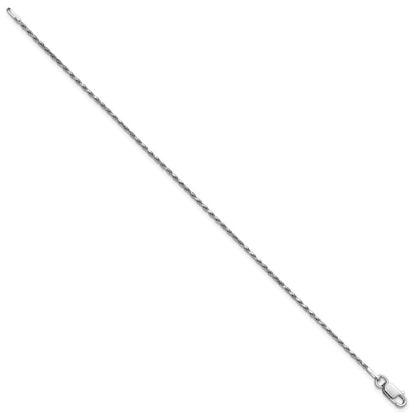 10 Inch Sterling Silver Rhodium-Plated 1.5mm Diamond-Cut Rope Chain Anklet