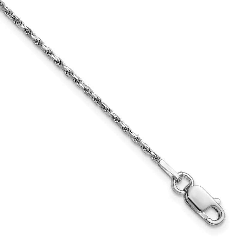 7 Inch Sterling Silver Rhodium-plated 1.5mm Diamond-cut Rope Chain Bracelet