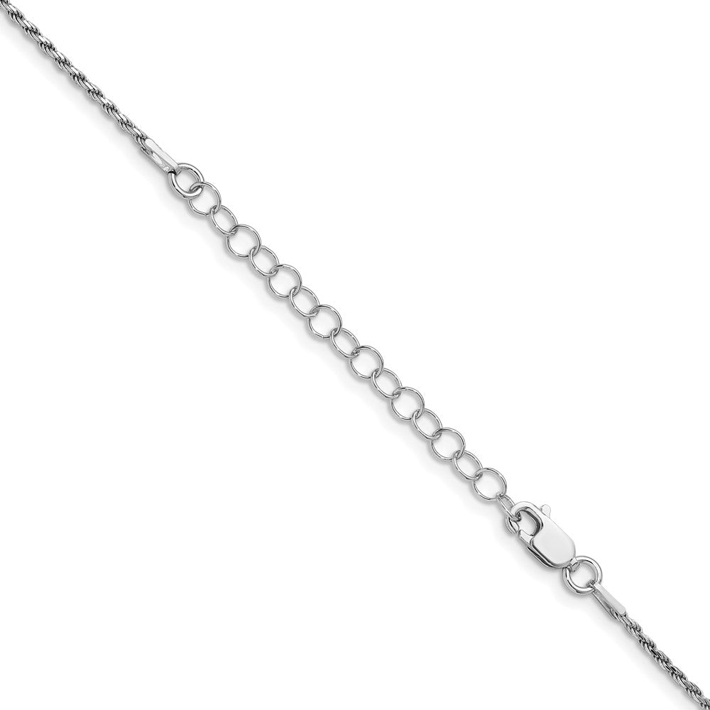 18 Inch Sterling Silver Rhodium-Plated 1.5mm Diamond-Cut Rope Chain W/2In Ext.