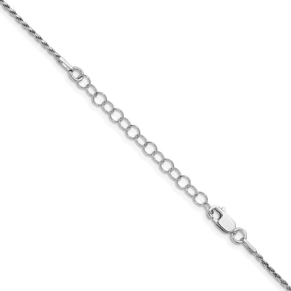 18 Inch Sterling Silver Rhodium-Plated 1.5mm Diamond-Cut Rope Chain W/2In Ext.