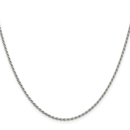 36 Inch Sterling Silver 1.7mm Diamond-Cut Rope Chain Necklace