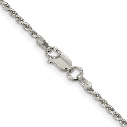 36 Inch Sterling Silver 1.7mm Diamond-Cut Rope Chain Necklace
