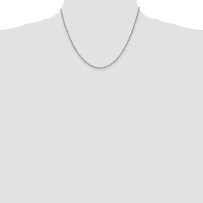 18 Inch Sterling Silver 1.7mm Diamond-Cut Rope Chain Necklace
