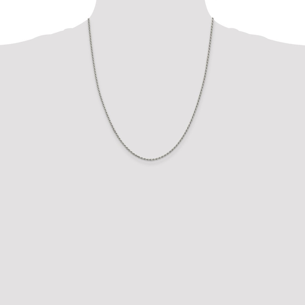 22 Inch Sterling Silver 1.7mm Diamond-Cut Rope Chain W/4In Ext.