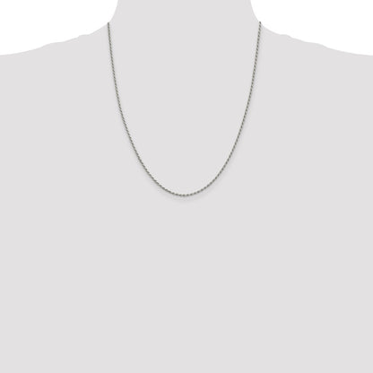 22 Inch Sterling Silver 1.7mm Diamond-Cut Rope Chain W/4In Ext.