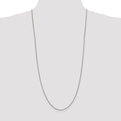 30 Inch Sterling Silver 1.7mm Diamond-Cut Rope Chain Necklace