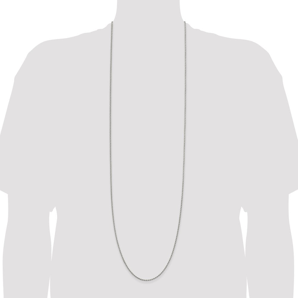 42 Inch Sterling Silver 1.7mm Diamond-Cut Rope Chain Necklace