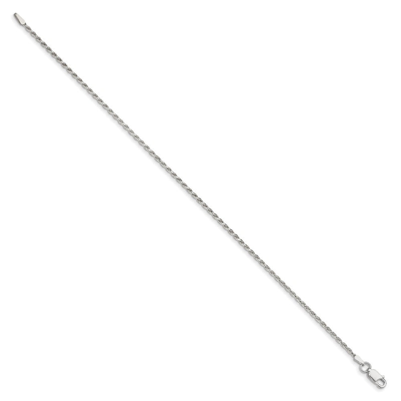 8 Inch Sterling Silver 1.7mm Diamond-cut Rope Chain Bracelet