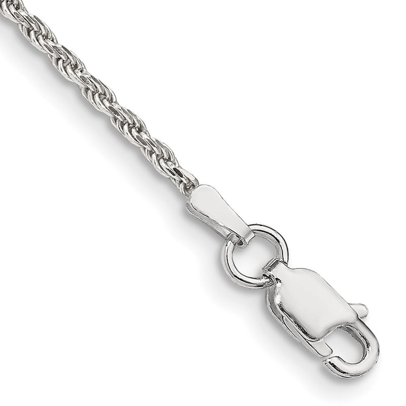 8 Inch Sterling Silver 1.7mm Diamond-cut Rope Chain Bracelet