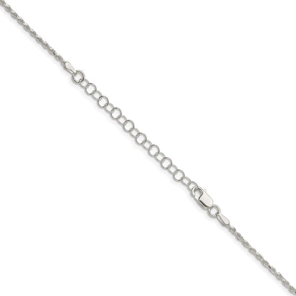 18 Inch Sterling Silver 1.7mm Diamond-Cut Rope Chain W/2In Ext.