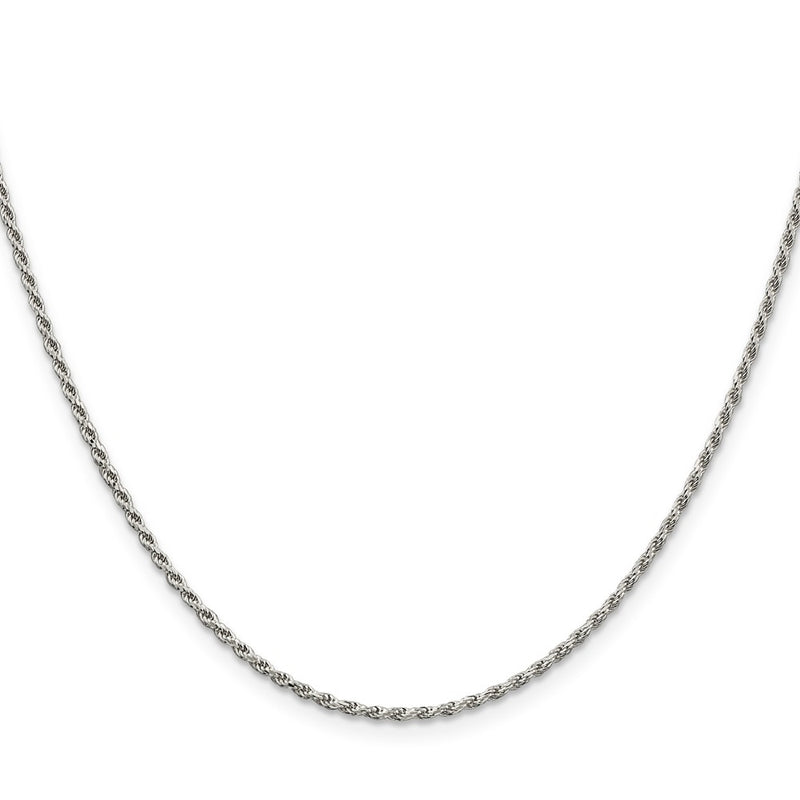 20 Inch Sterling Silver Rhodium-Plated 1.7mm Diamond-Cut Rope Chain Necklace