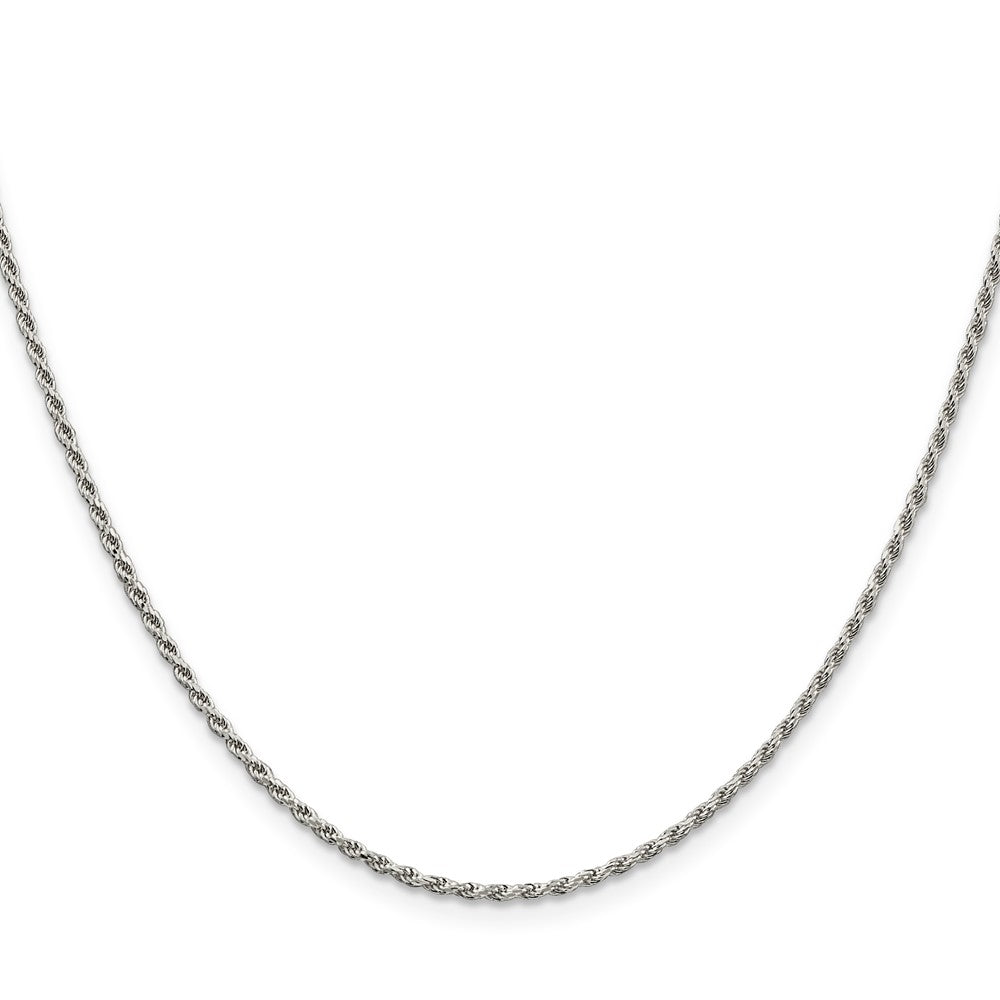 26 Inch Sterling Silver Rhodium-Plated 1.7mm Diamond-Cut Rope Chain Necklace