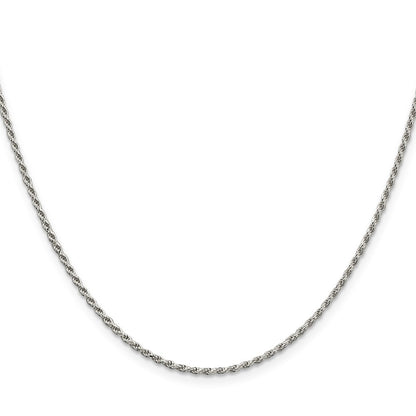 26 Inch Sterling Silver Rhodium-Plated 1.7mm Diamond-Cut Rope Chain Necklace