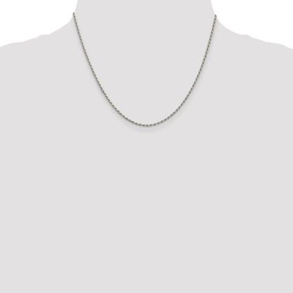 18 Inch Sterling Silver Rhodium-Plated 1.7mm Diamond-Cut Rope Chain Necklace