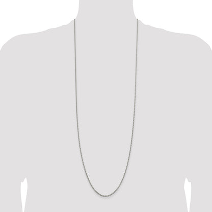 36 Inch Sterling Silver Rhodium-Plated 1.7mm Diamond-Cut Rope Chain Necklace
