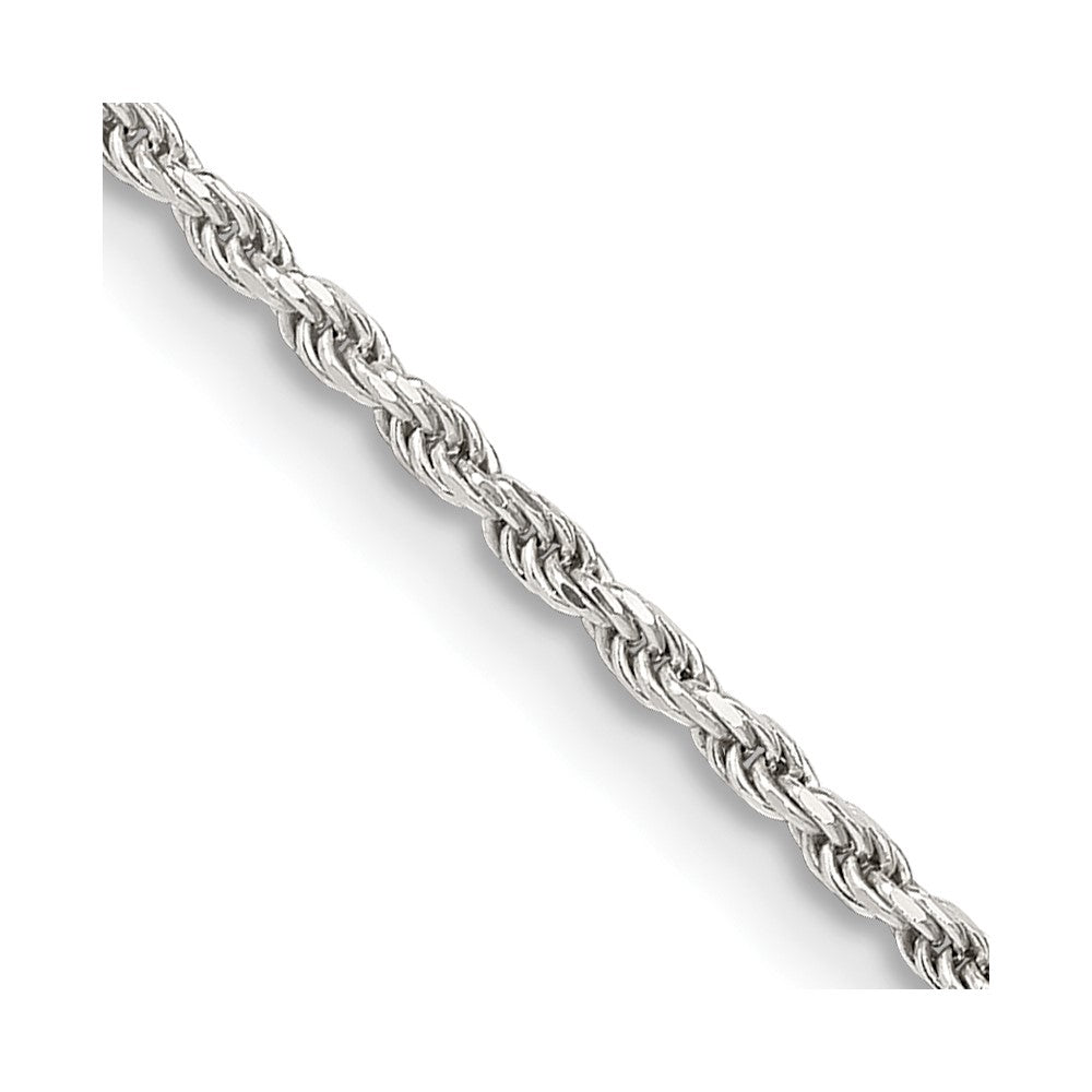 36 Inch Sterling Silver 1.7mm Diamond-Cut Rope Chain Necklace