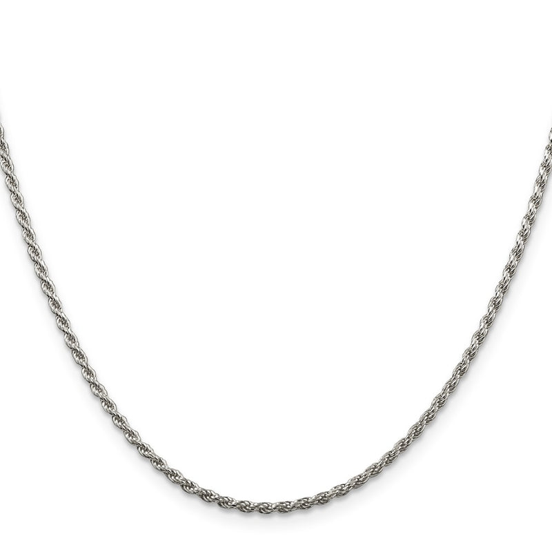 30 Inch Sterling Silver 1.85mm Diamond-Cut Rope Chain Necklace
