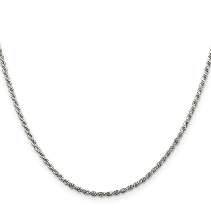 14 Inch Sterling Silver 1.85mm Diamond-Cut Rope Chain Necklace