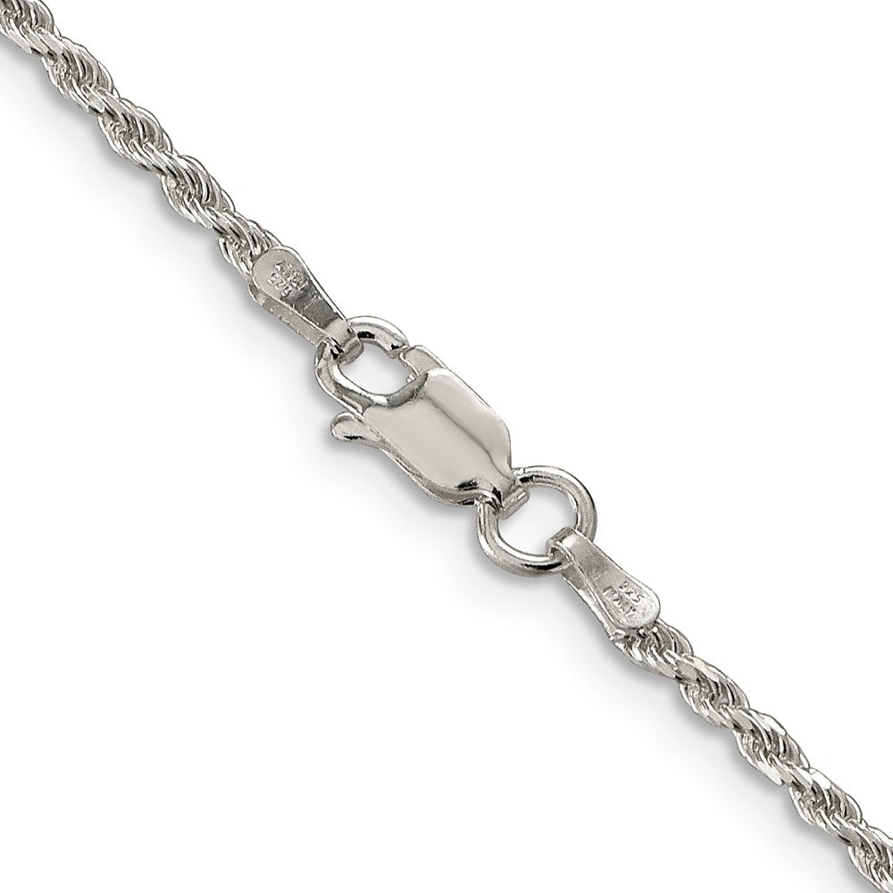 36 Inch Sterling Silver 1.85mm Diamond-Cut Rope Chain Necklace