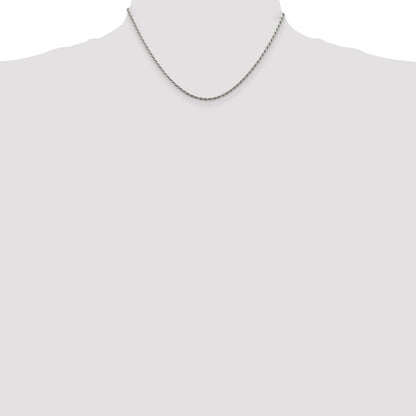 16 Inch Sterling Silver 1.85mm Diamond-Cut Rope Chain Necklace