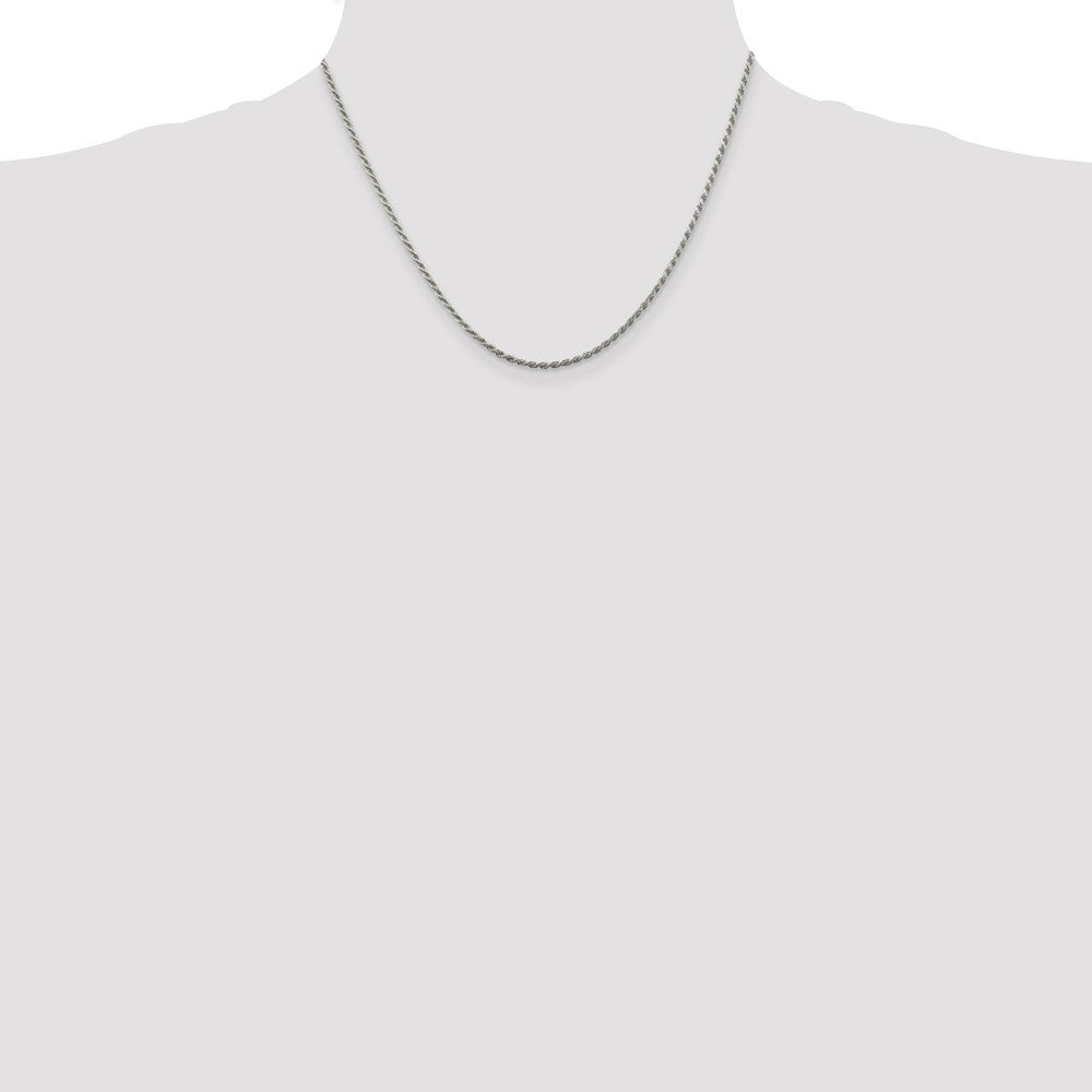 18 Inch Sterling Silver 1.85mm Diamond-Cut Rope Chain W/2In Ext.