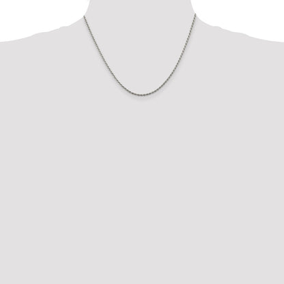 18 Inch Sterling Silver 1.85mm Diamond-Cut Rope Chain W/2In Ext.