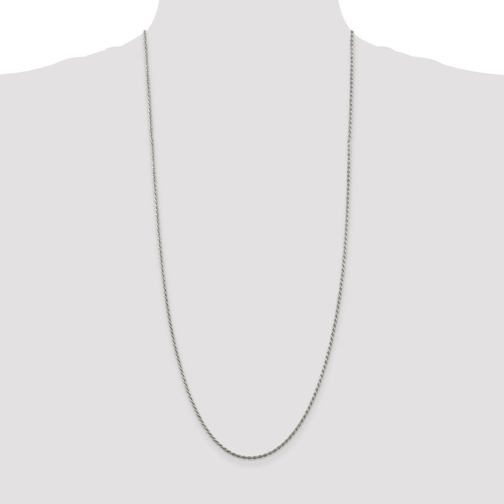 30 Inch Sterling Silver 1.85mm Diamond-Cut Rope Chain Necklace
