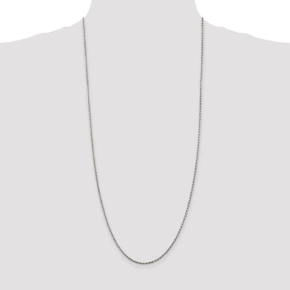 30 Inch Sterling Silver 1.85mm Diamond-Cut Rope Chain Necklace