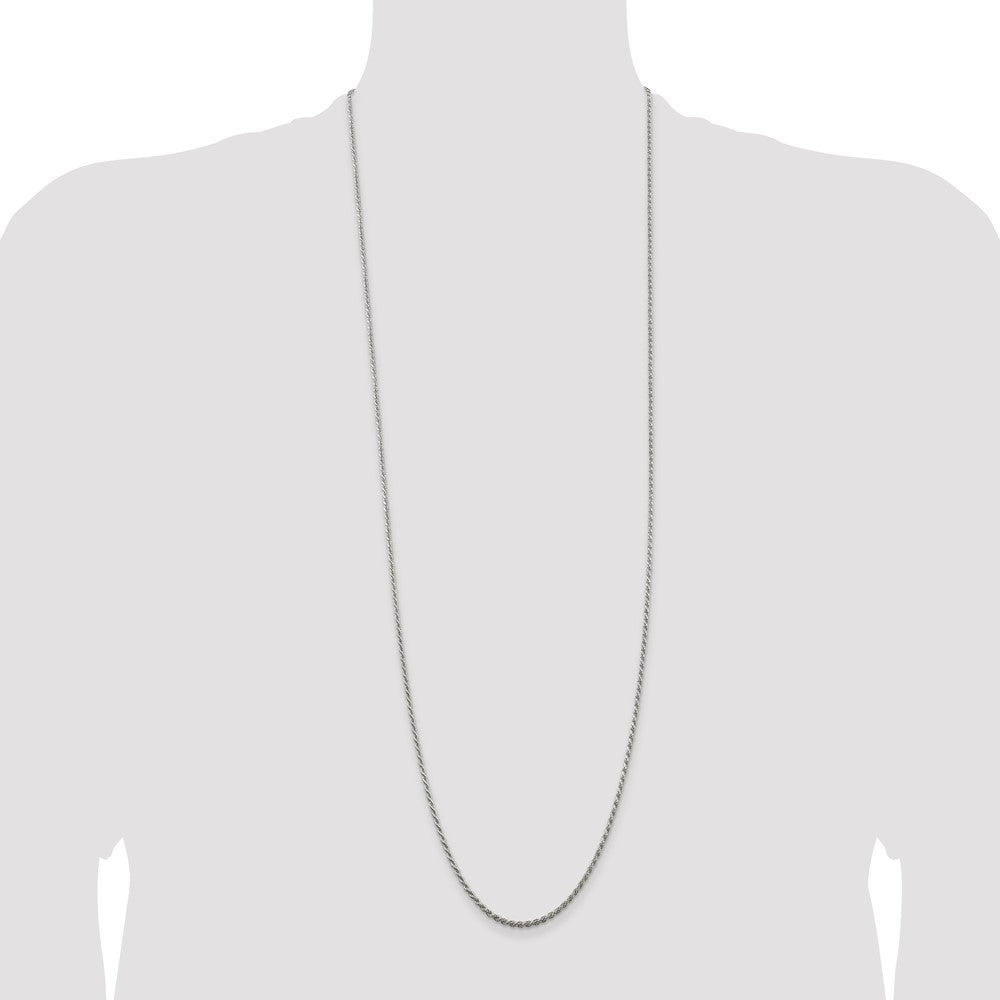36 Inch Sterling Silver 1.85mm Diamond-Cut Rope Chain Necklace