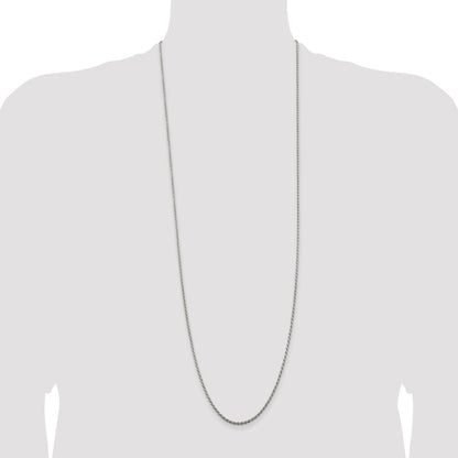 36 Inch Sterling Silver 1.85mm Diamond-Cut Rope Chain Necklace