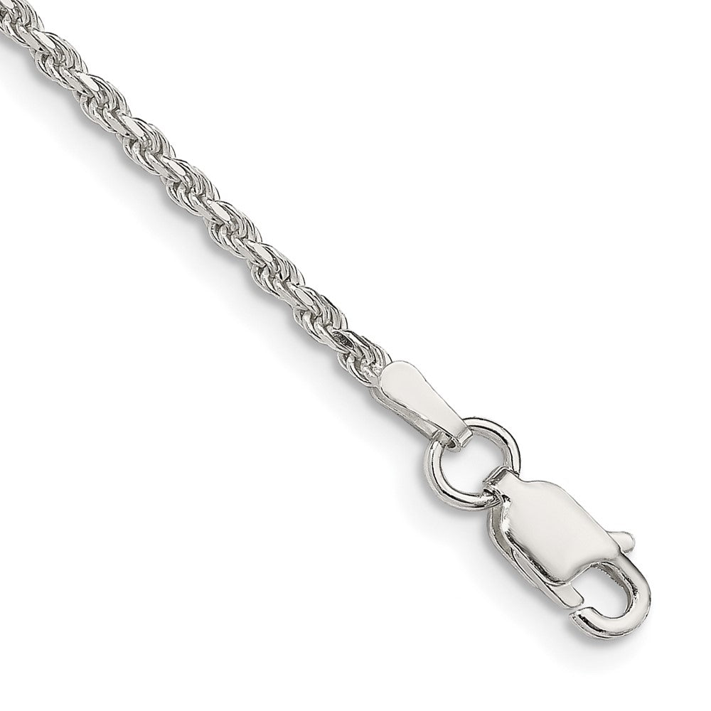 8 Inch Sterling Silver 1.85mm Diamond-cut Rope Chain Bracelet