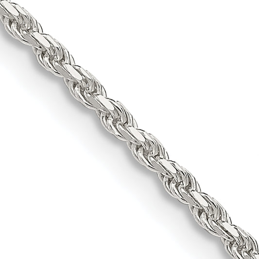 14 Inch Sterling Silver 1.85mm Diamond-Cut Rope Chain