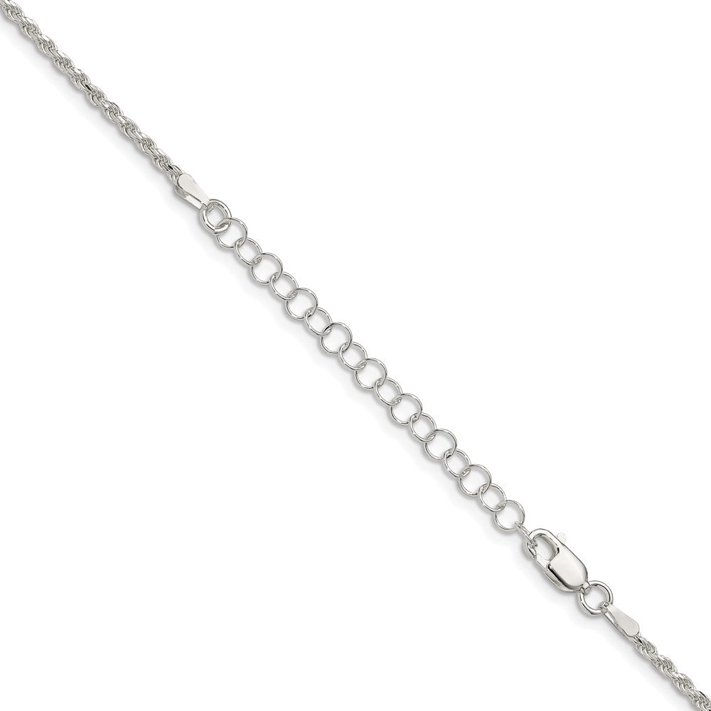 18 Inch Sterling Silver 1.85mm Diamond-Cut Rope Chain W/2In Ext.