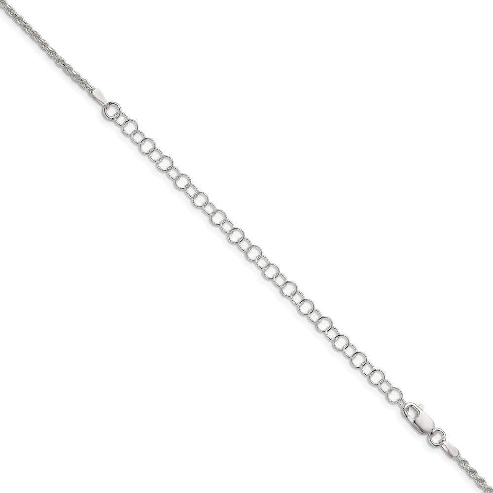 22 Inch Sterling Silver 1.85mm Diamond-Cut Rope Chain W/4In Ext.