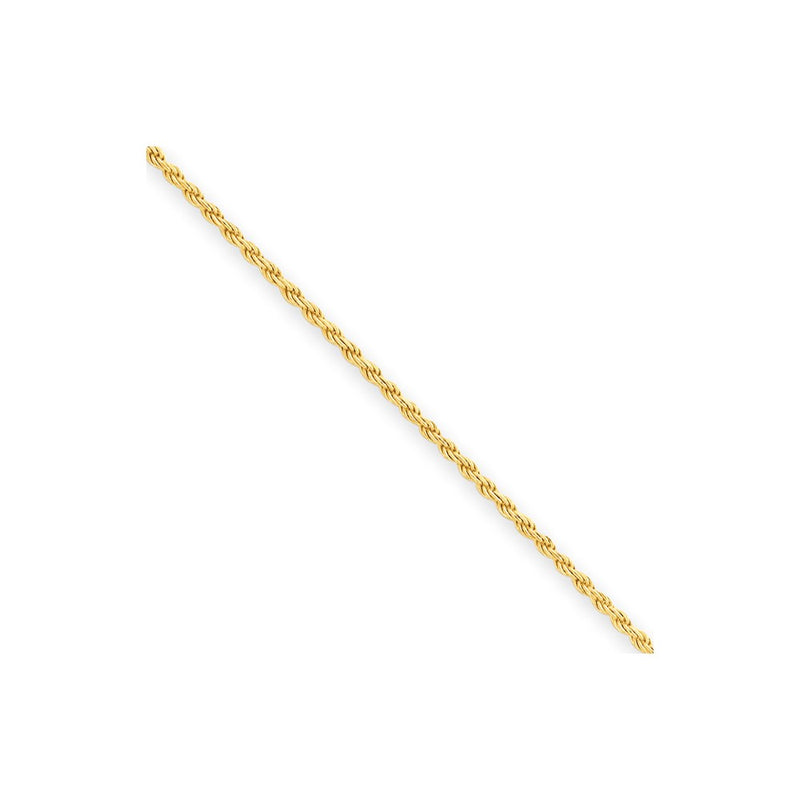 20.00 Inch Flash Gold-Plated Sterling Silver 1.85mm Diamond-Cut Rope Chain Necklace