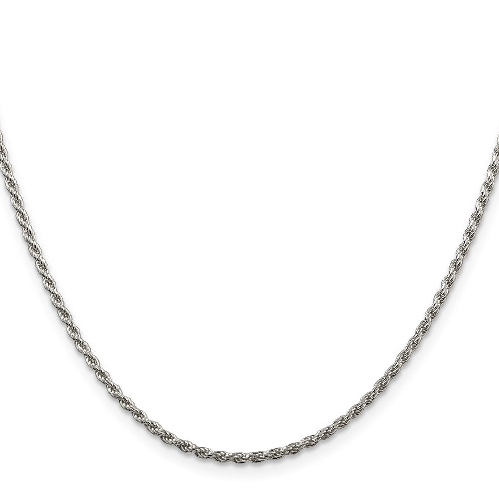 16 Inch Sterling Silver Rhodium-Plated 1.85mm Diamond-Cut Rope Chain Necklace