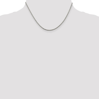 16 Inch Sterling Silver Rhodium-Plated 1.85mm Diamond-Cut Rope Chain Necklace