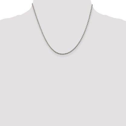 18 Inch Sterling Silver Rhodium-Plated 1.85mm Diamond-Cut Rope Chain Necklace