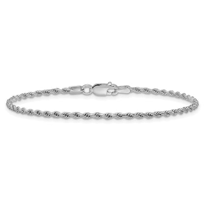 9 Inch Sterling Silver Rhodium-Plated 1.85mm Diamond-Cut Rope Chain Anklet