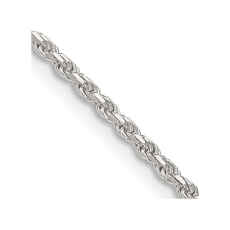 26 Inch Sterling Silver 1.85mm Diamond-Cut Rope Chain Necklace