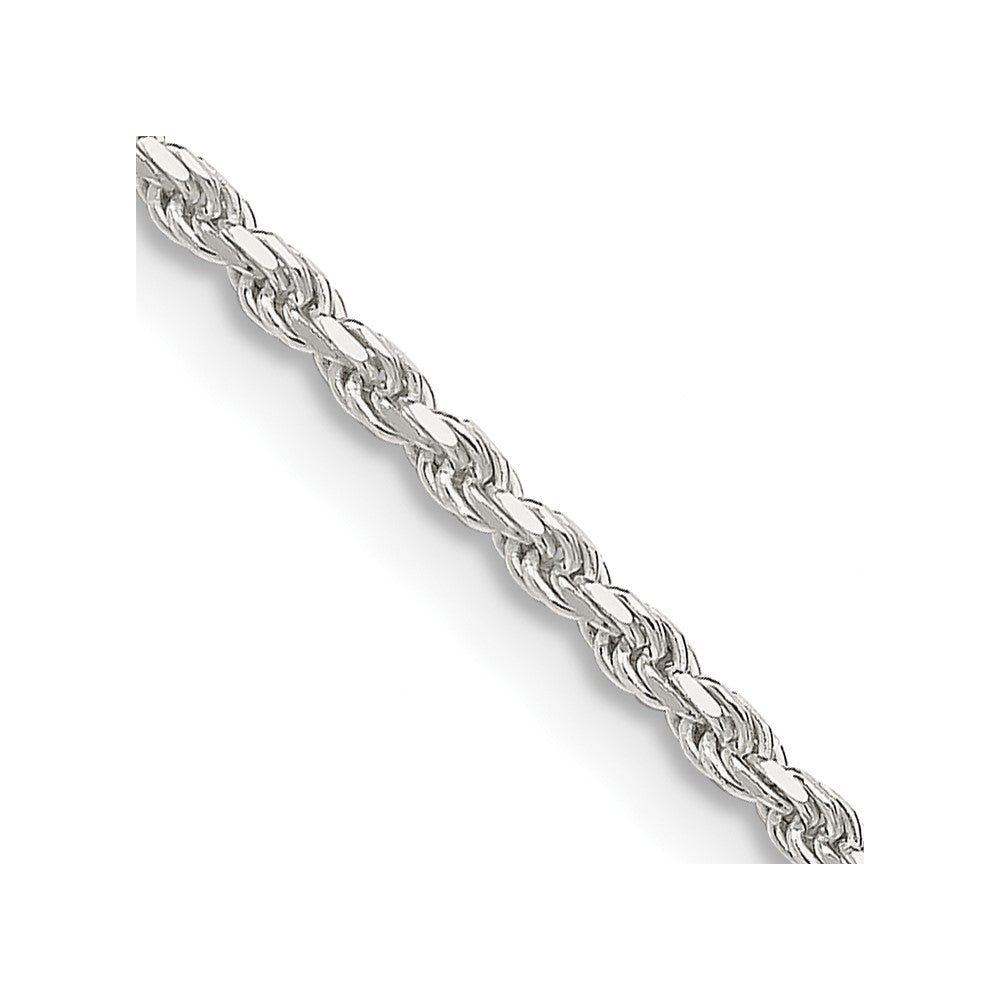 36 Inch Sterling Silver 1.85mm Diamond-Cut Rope Chain Necklace