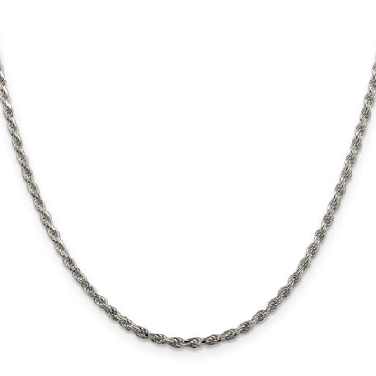 18 Inch Sterling Silver 2.25mm Diamond-Cut Rope Chain Necklace