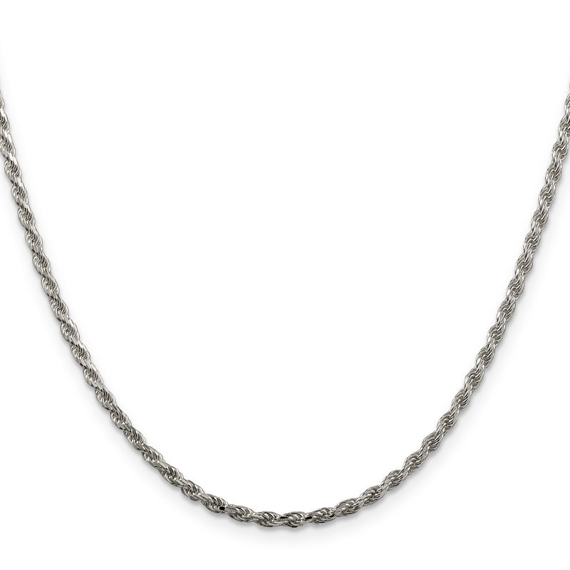 18 Inch Sterling Silver 2.25mm Diamond-Cut Rope Chain Necklace