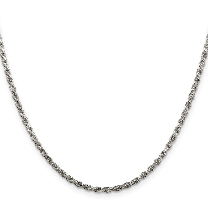 26 Inch Sterling Silver 2.25mm Diamond-Cut Rope Chain Necklace