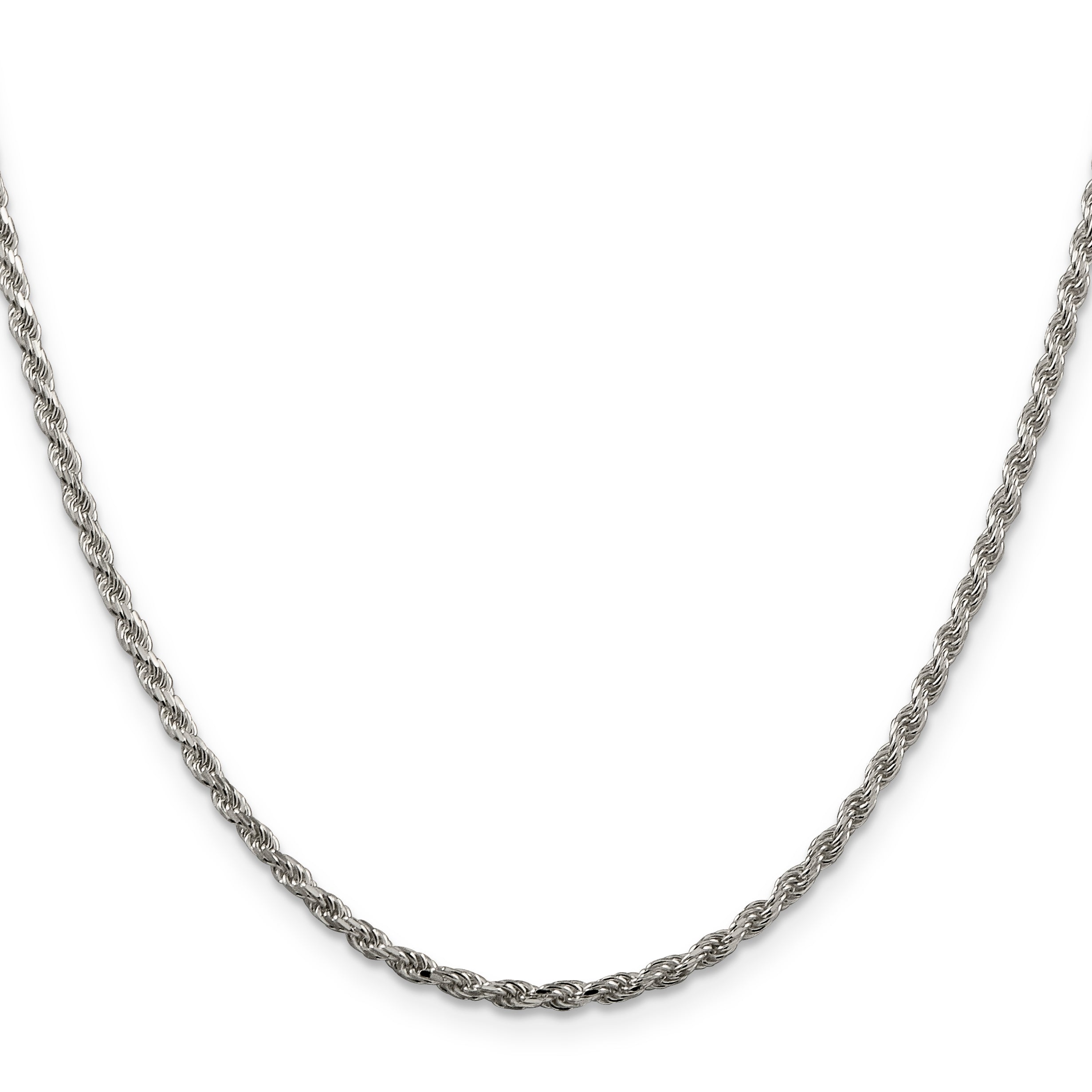 22 Inch Sterling Silver 2.25mm Diamond-Cut Rope Chain Necklace