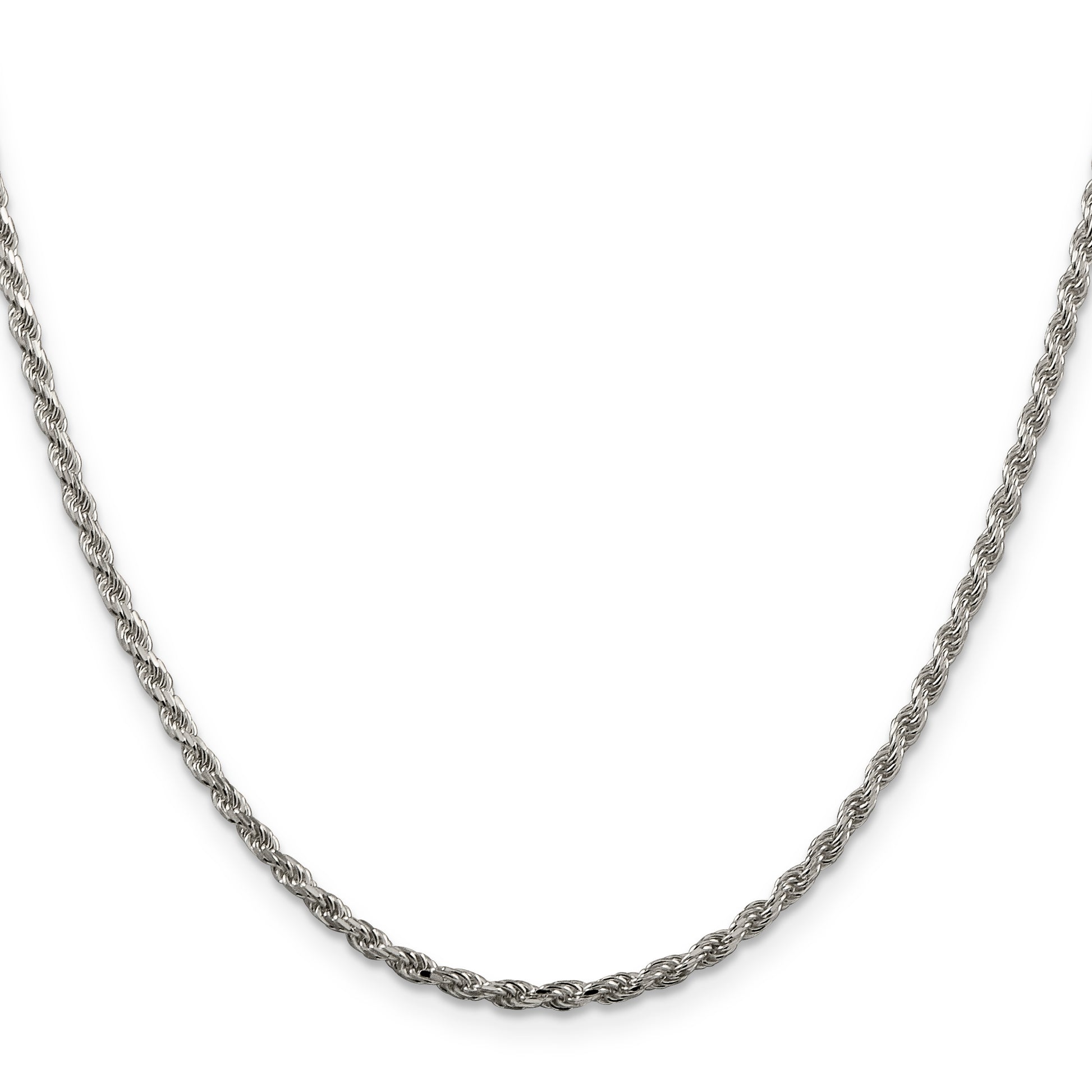 22 Inch Sterling Silver 2.25mm Diamond-Cut Rope Chain Necklace