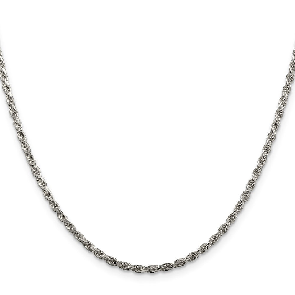 36 Inch Sterling Silver 2.25mm Diamond-Cut Rope Chain Necklace