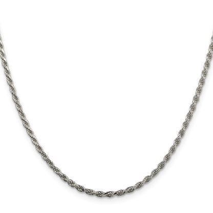 36 Inch Sterling Silver 2.25mm Diamond-Cut Rope Chain Necklace