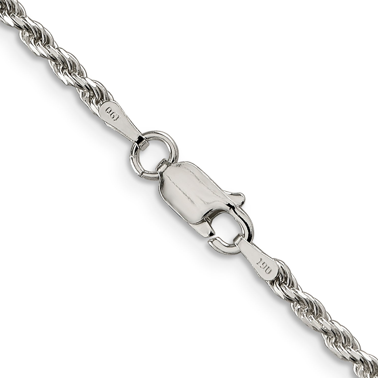 22 Inch Sterling Silver 2.25mm Diamond-Cut Rope Chain Necklace