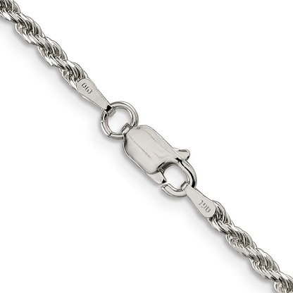 22 Inch Sterling Silver 2.25mm Diamond-Cut Rope Chain Necklace